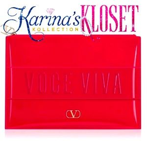 🛍️ Valentino Voce Viva Vibrant Red Hand Clutch 🛍️ Valentino Beauty Travel Tote